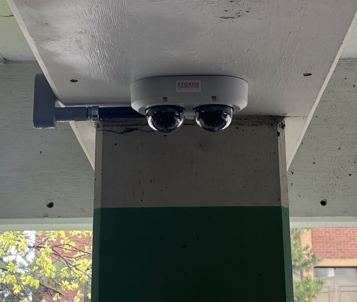 Stokoe-branded dual-dome multi-sensor camera installed outdoors